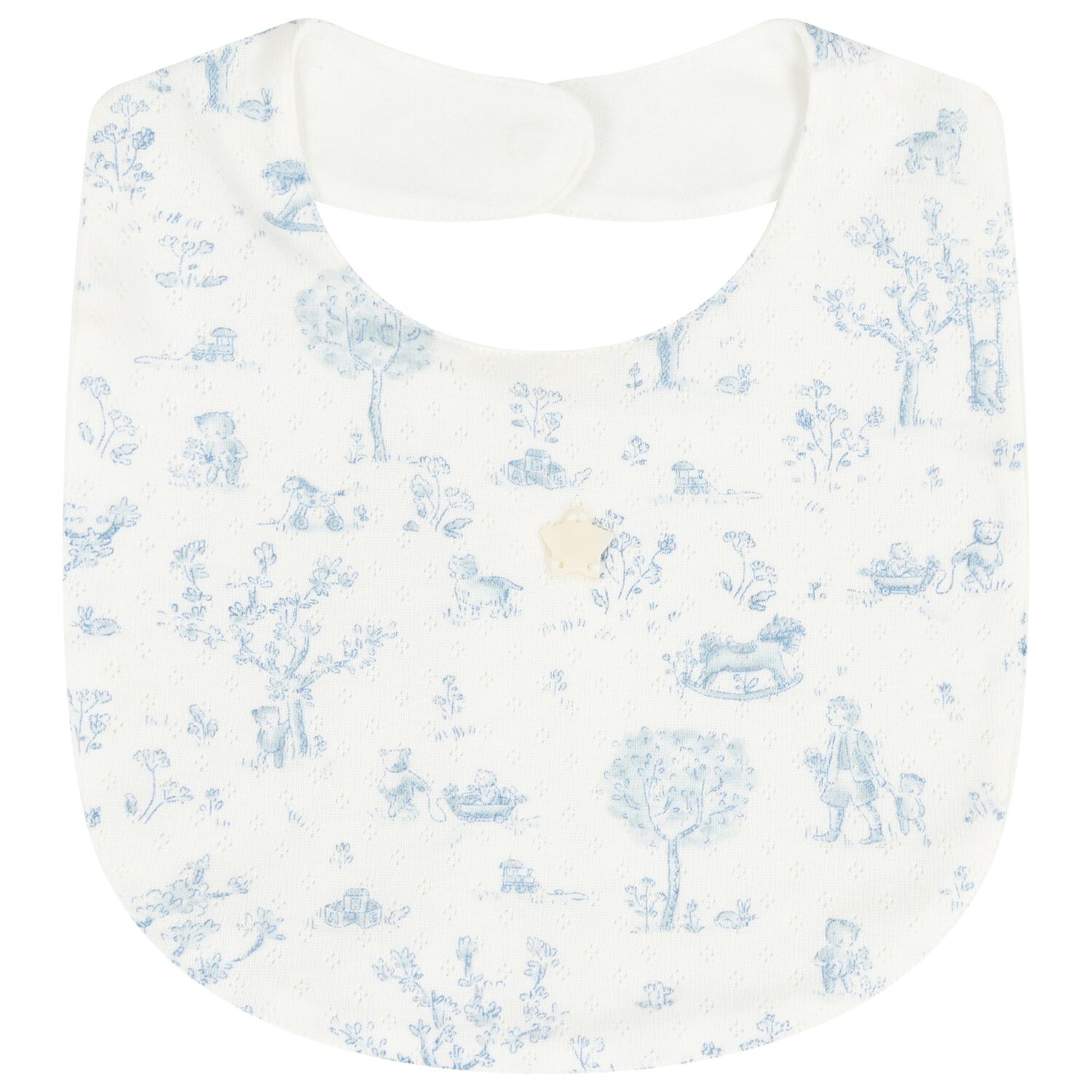 Ivory & Blue Teddy Bear Baby Bib, 3, hi-res