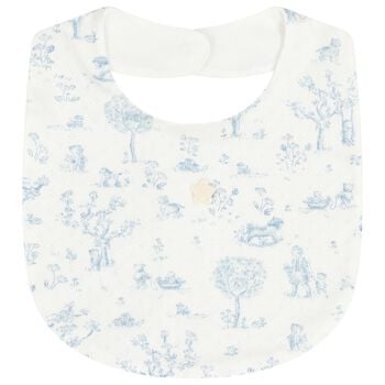 Ivory & Blue Teddy Bear Baby Bib