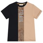 Boys Black & Beige Geo Map Shorts Set, 1, hi-res