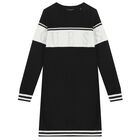 Girls Black Logo Knitted Sweatshirt Dress, 1, hi-res