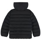 Boys Black Logo Puffer Jacket, 1, hi-res