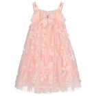 Girls Pink Appliqued Tulle Dress, 2, hi-res