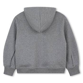 Girls Grey Logo Hooded Top