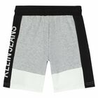 Boys Grey & Black Logo Shorts, 1, hi-res