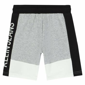 Boys Grey & Black Logo Shorts