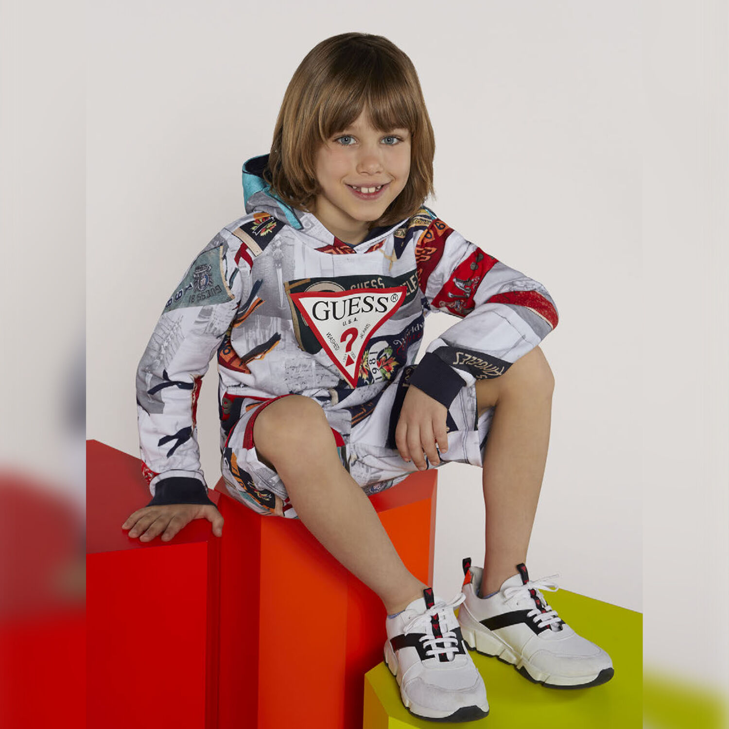 Boys Black & Grey Logo Shorts, 3, hi-res