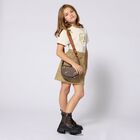 Girls Ivory & Beige Logo Dress, 1, hi-res