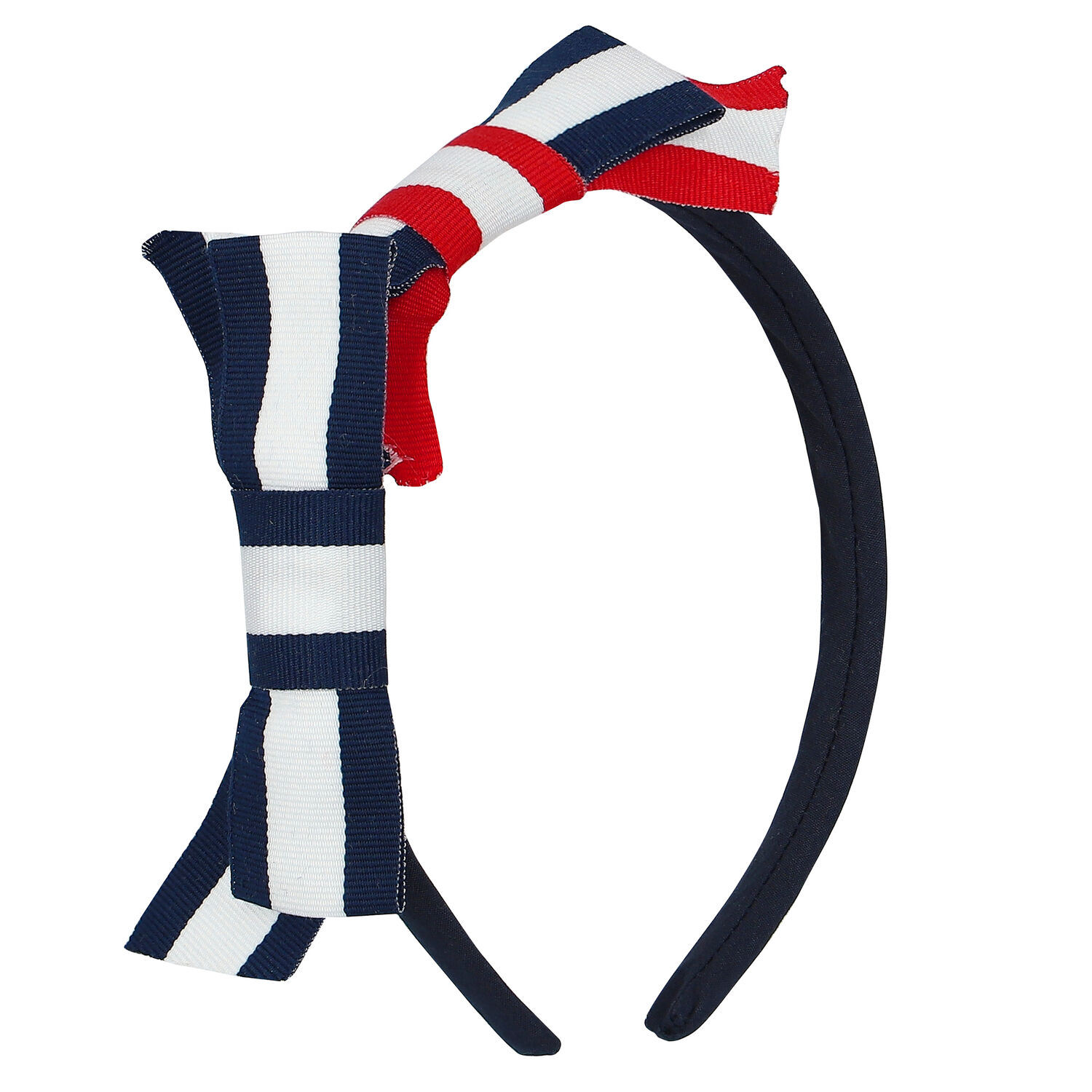 Girls Navy Blue Striped Headband, 1, hi-res