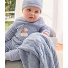 Baby Boys Blue Knitted Blanket, 1, hi-res