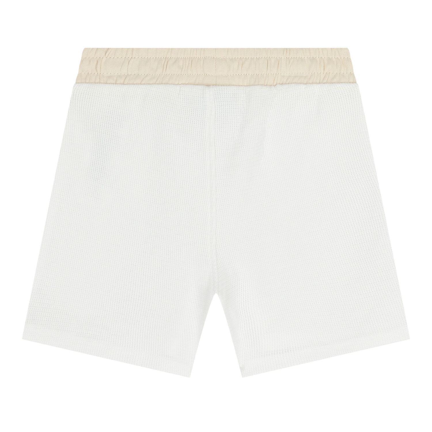 Baby Boys White & Beige Knitted Shorts Set, 1, hi-res
