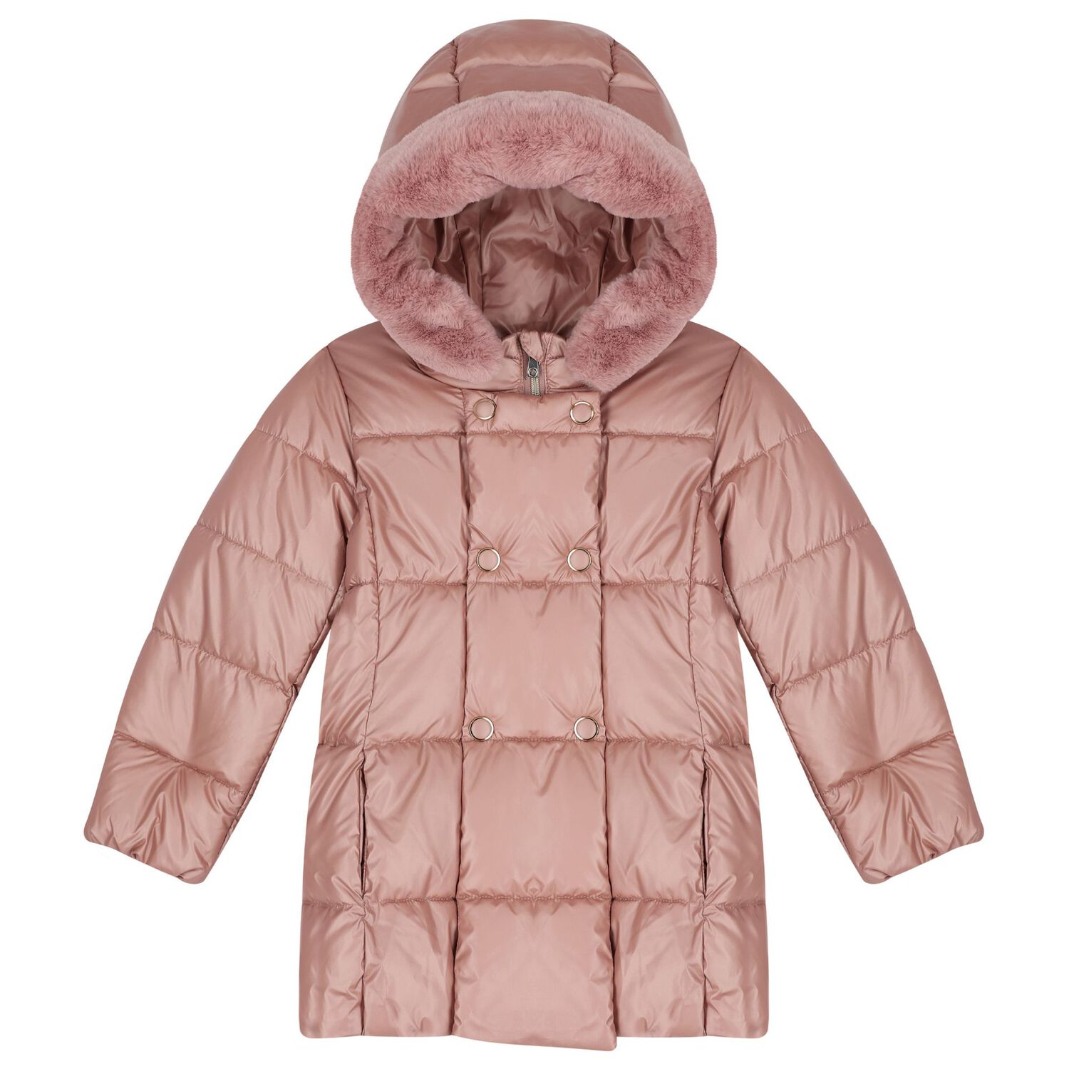Girls Pink Puffer Coat, 1, hi-res image number null