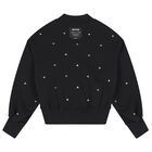 Girls Black Crystal Logo Sweatshirt, 1, hi-res