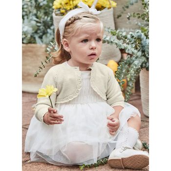 Younger Girls Gold Sparkly Knitted Cardigan