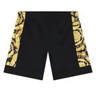 Younger Boys Black Barroco Shorts, 1, hi-res