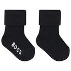 Baby Boys Beige & Black Logo Socks ( 3-Pack ) , 1, hi-res