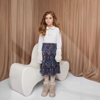 Girls Ivory Logo Dress