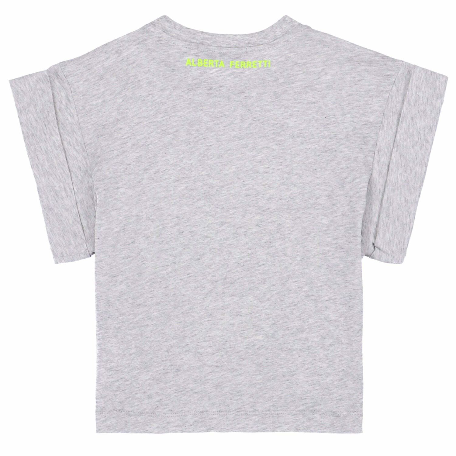 Girls Grey Embroidered Text T-Shirt, 1, hi-res