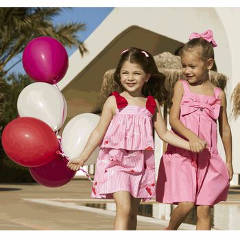 Girls Pink Striped Dress