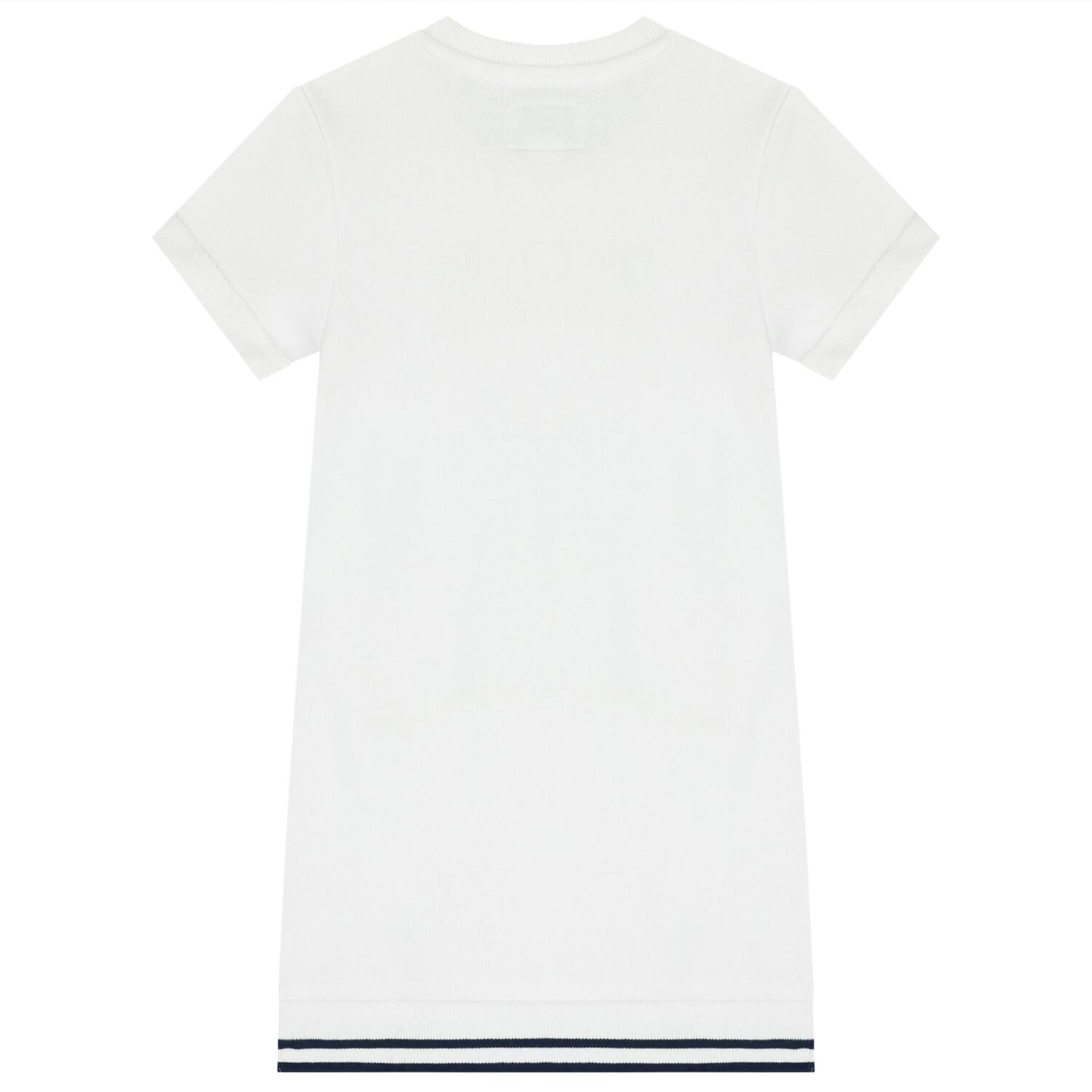 Girls White Teddy Bear Logo Dress, 1, hi-res