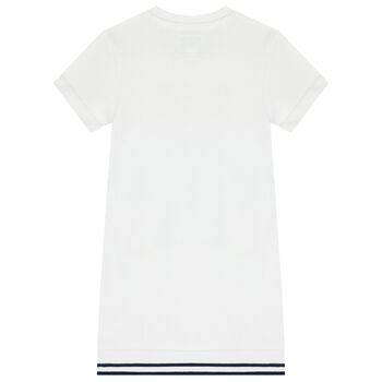 Girls White Teddy Bear Logo Dress