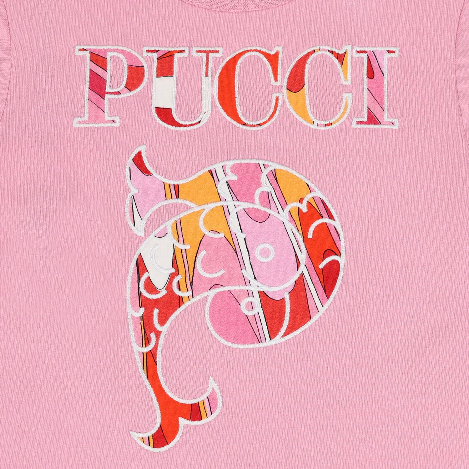 Girls Pink Embroidered Logo T-Shirt, 3, hi-res
