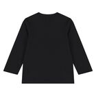 Younger Boys Black Logo Long Sleeve Top, 1, hi-res