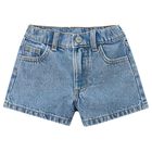 Girls Blue Denim Shorts, 1, hi-res