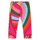 Younger Girls Pink & Green Iride Leggings, 2, hi-res
