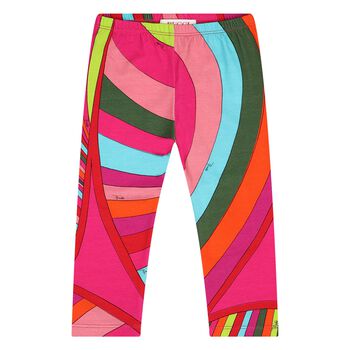 Younger Girls Pink & Green Iride Leggings
