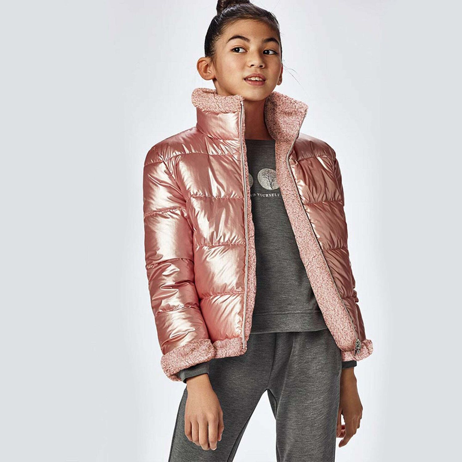 Girls Pink Reversible Jacket, 1, hi-res