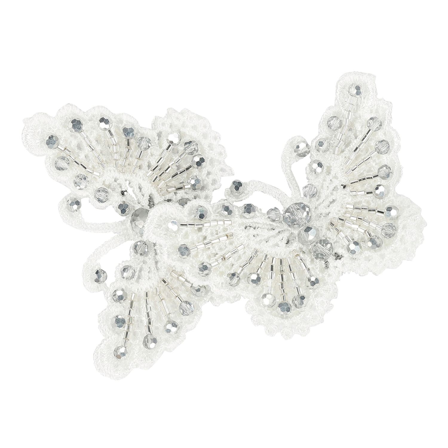 Girls White & Silver Butterfly Hair Clip, 3, hi-res image number null