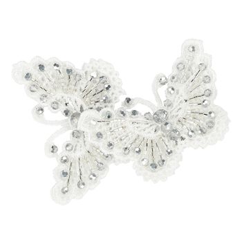 Girls White & Silver Butterfly Hair Clip
