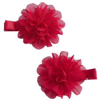 Girls Red Flower Hairclips ( 2 Pack )