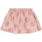 Girls Pink Floral Jacquard Skirt, 1, hi-res