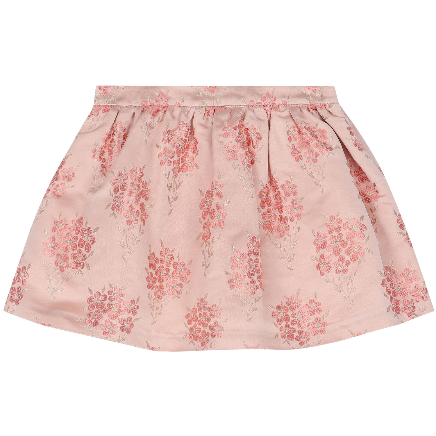 Girls Pink Floral Jacquard Skirt, 1, hi-res image number null