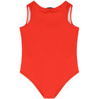 Girls Red Teddy Bear Logo Swimsuit, 3, hi-res