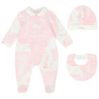 Baby Girls Pink & Ivory Geo Map Babygrow Set, 2, hi-res