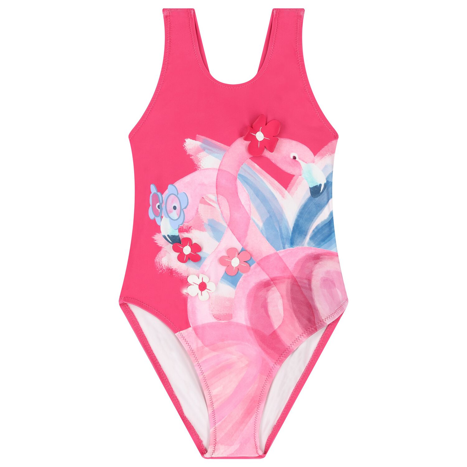 Girls Pink Flamingos Swimsuit, 2, hi-res image number null