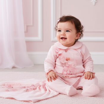 Baby Girls Pink Floral Babygrow Gift Set