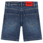 Boys Blue Denim Shorts, 1, hi-res