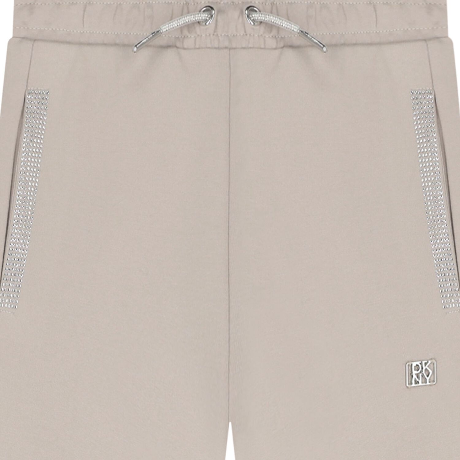 Girls Beige Embellished Logo Trousers, 1, hi-res