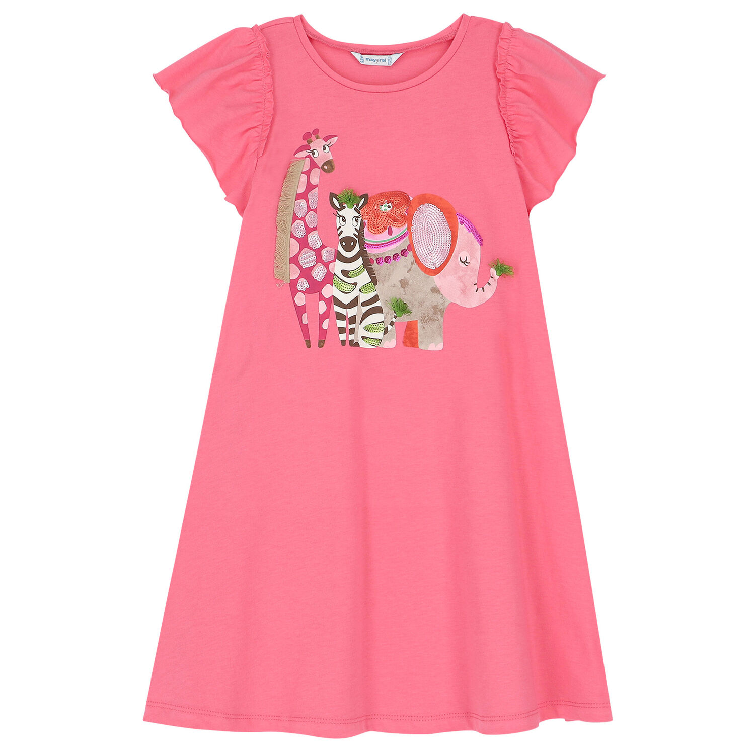 Girls Pink Animals Dress & Bag Set, 1, hi-res