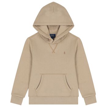 Boys Beige Logo Hooded Top