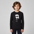 Boys Black Ikonik Karl Long Sleeve Top, 1, hi-res