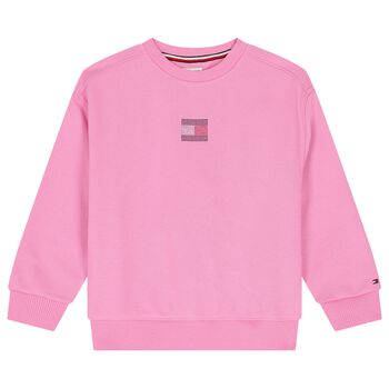Girls Pink Embellished Logo Sweatshirt