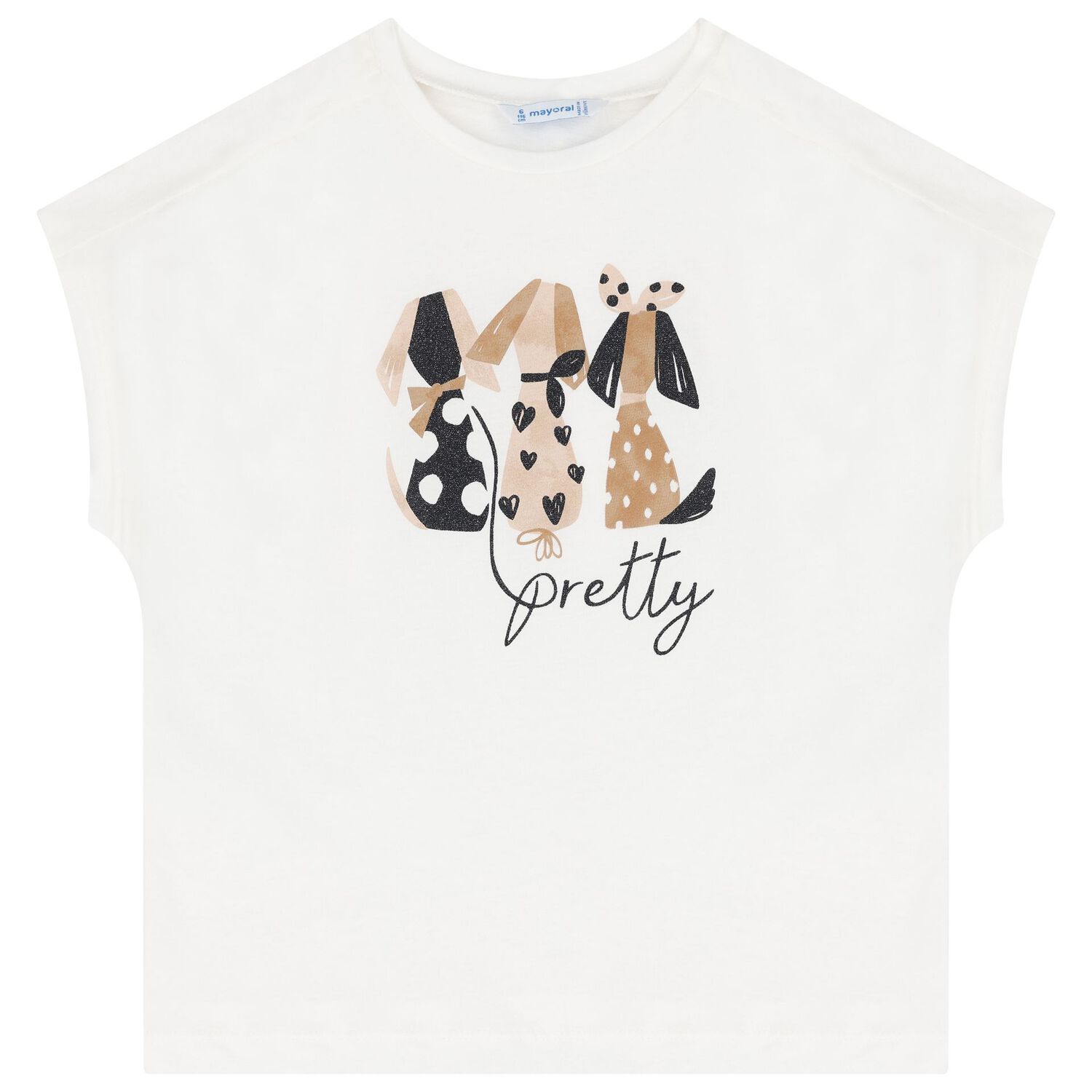 Girls Ivory, Beige & Black Leggings Set, 1, hi-res image number null