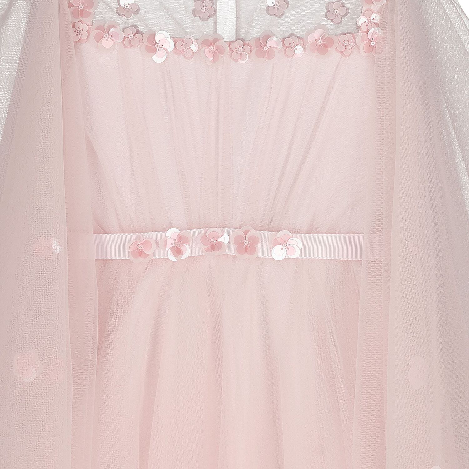 Girls Pink Layered Tulle Floral Dress, 1, hi-res
