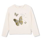 Girls Ivory Embellished Butterflies Sequin Long Sleeve Top, 1, hi-res