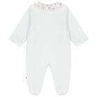Baby Girls White Bow Logo Babygrow, 1, hi-res