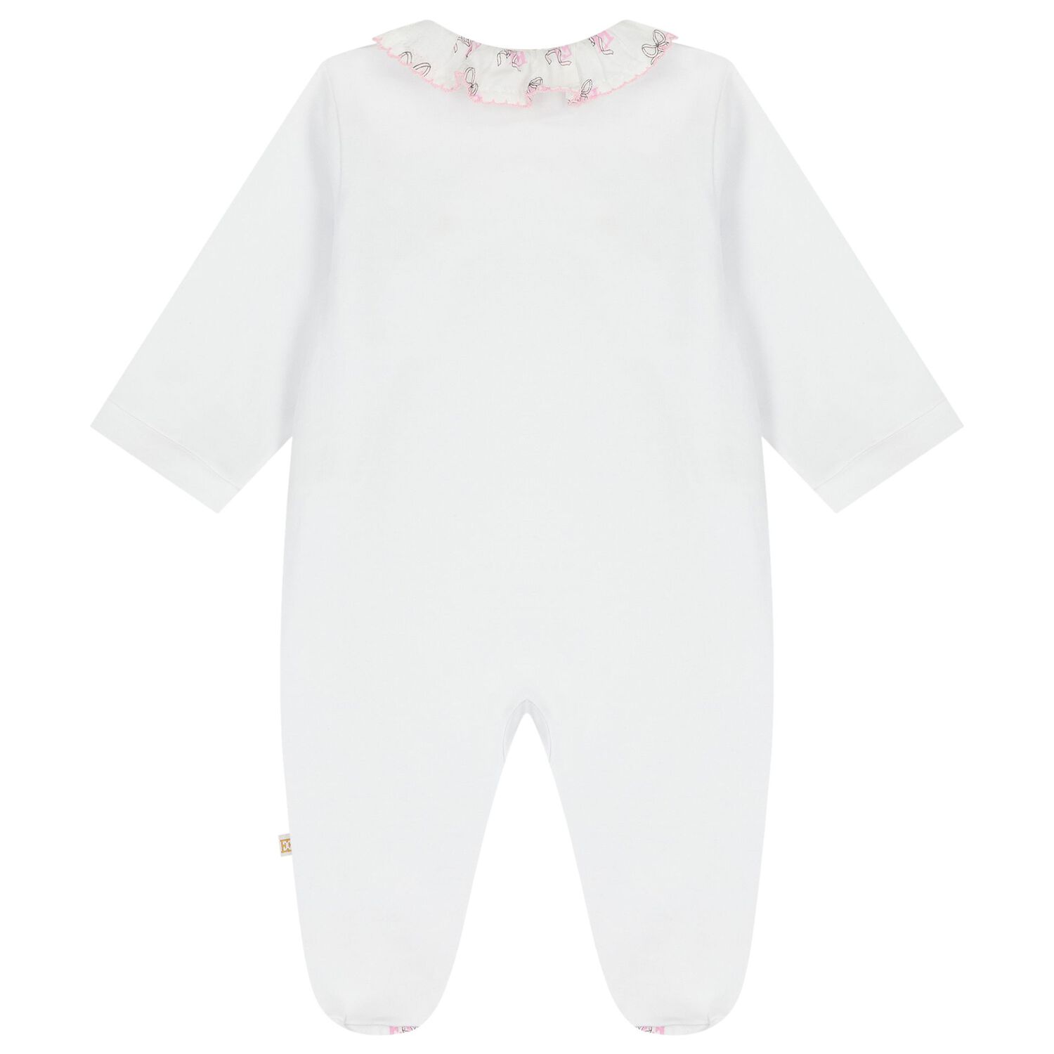 Baby Girls White Bow Logo Babygrow, 1, hi-res